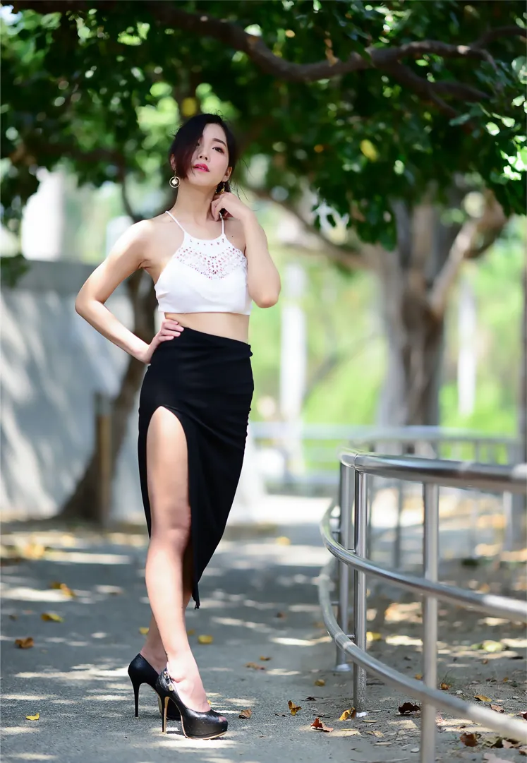 [Mzsock] NO.162 Sasha belly-baring high-cut long skirt with high heels and beautiful legs street photography#[105P]-46