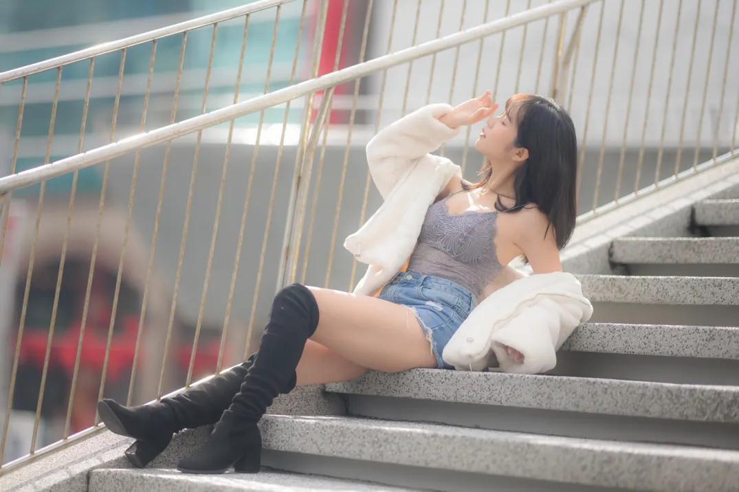 [Mzsock] NO.215 YoYo denim shorts and boots street photography#[105P]-43